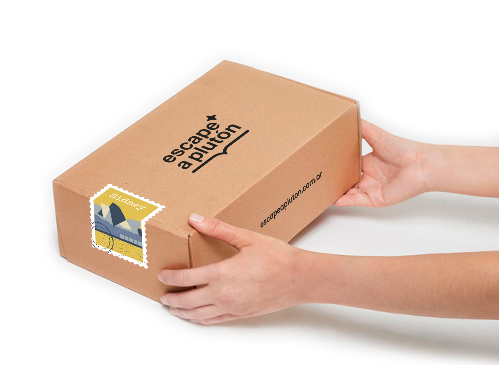 Manos entregando caja. Envios internacionales Escape a Plutón